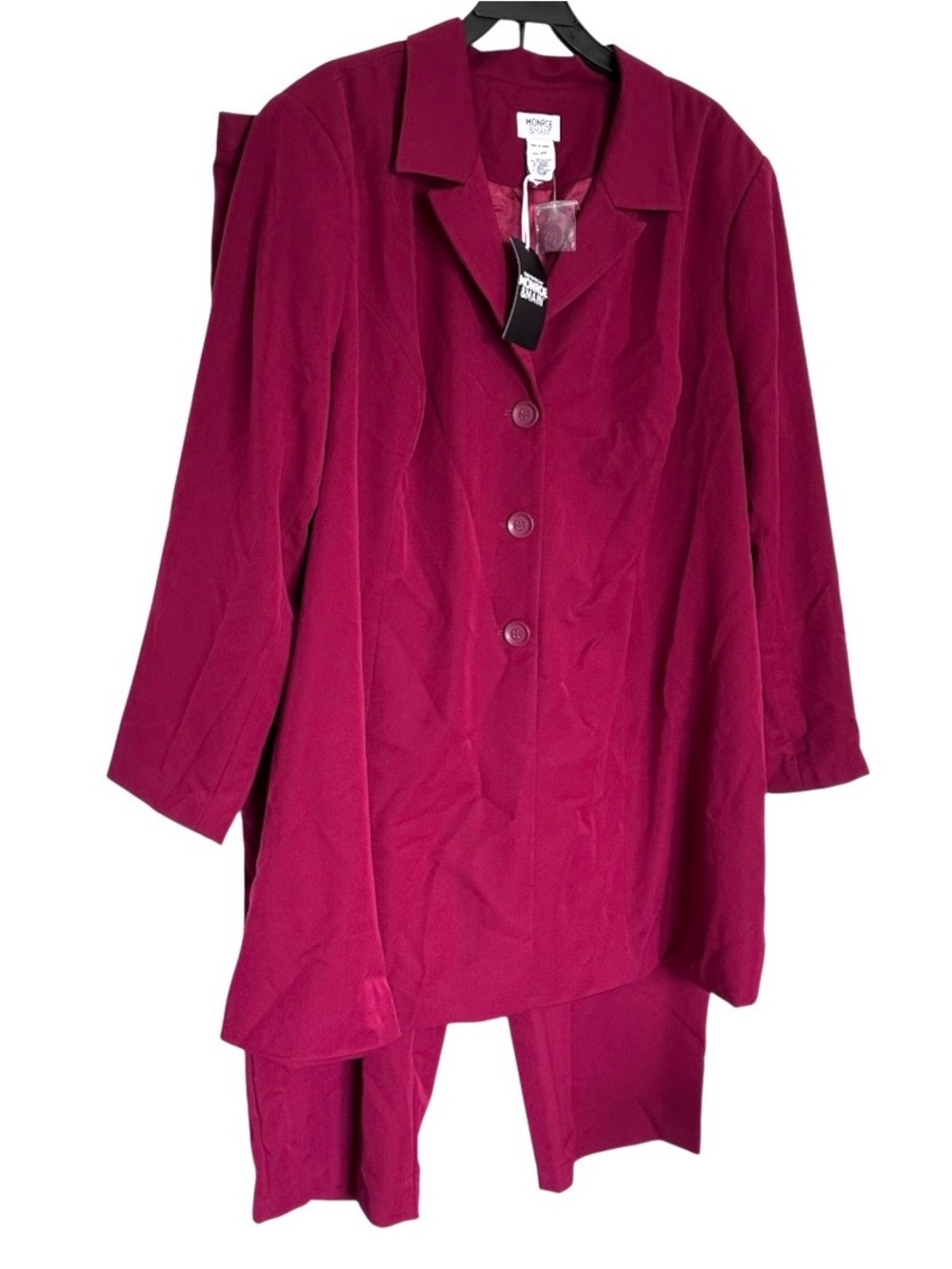 2PC NWT Monroe & Main Plus Blazer And Pants Suit Set Women’s Size 24W Burgundy